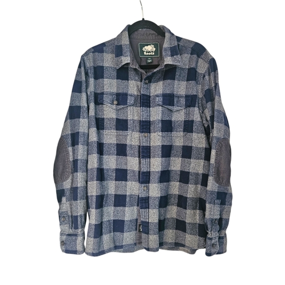 Roots Other - ROOTS Men's Park Plaid Shirt Blue Grey Flannel Large
